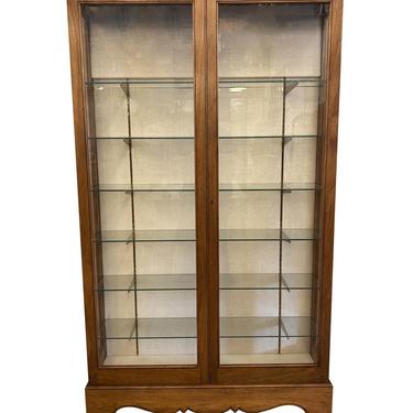 Custom Made Solid Walnut Display Cabinet with Glass Shelves