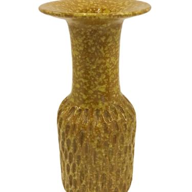 Mid Century Modern Textured Yellow Pottery Vase by Fratelli Fanciullacci Bitossi Early 1960s Italy