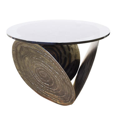 Sculptural Welded Side Table with Smoke Glass Top 1970s