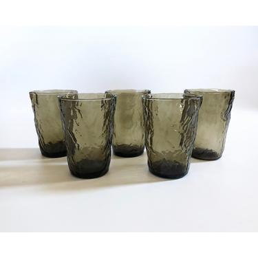 Vintage Gray Amorphous Juice Glasses / Seneca Driftwood / Set of 5 