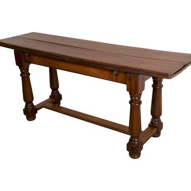 Antique Farmhouse Style Swiss Alpine Mahogany Folding Dining Table or Console Table 