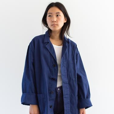 Vintage Dark Blue Chore Coat | Navy Unisex Cotton Military Utility Work Jacket | Made in Italy | M L | IT255 