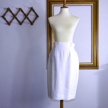 Vintage White Pencil Skirt / Size 10 High Waist Vintage White Skirt 