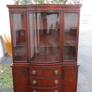 Mahogany Breakfront China Display Cabinet Cupboard by Drexel 1911