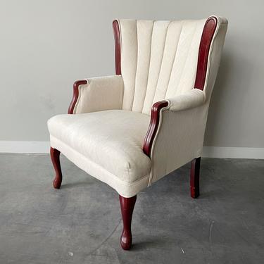 Vintage Ivory Channel Back Armchair
