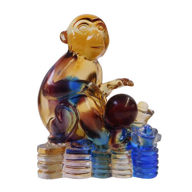 Chinese Liuli Crystal Glass Pate-de-verr Monkey Figure cs1589S 