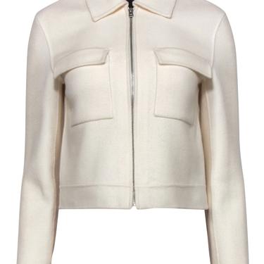 Theory - Ivory Collared Zip-Up Wool Jacket Sz P