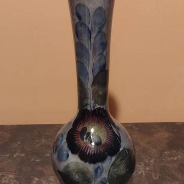 Vintage Mexico Handcrafted Painted Ceramic Glaze Long Neck Vase 12&quot; 