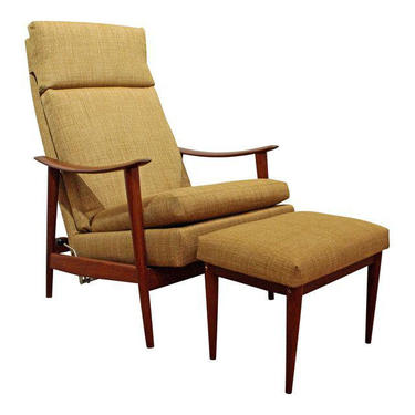 Mid-Century Danish Modern Westnofa Teak Adjustable Lounge Chair &amp; Ottoman 