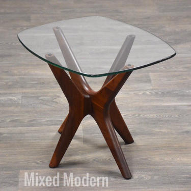 Adrian Pearsall Jacks Walnut and Glass End Table 