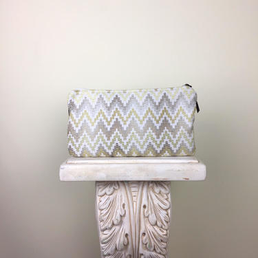 Sample Sale Bag, Zero Waste Chevron leather clutch purse, yellow leather clutch, leather clutch, Cute leather Bag, Gift for her, zipper pouc 