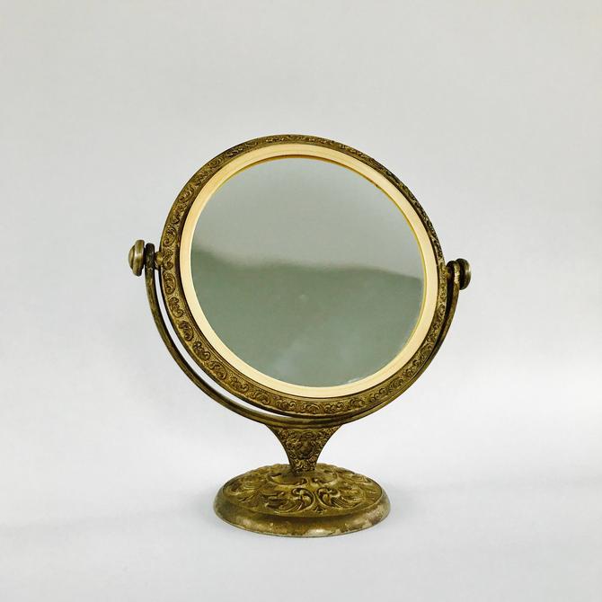 Antique Vanity Mirror With Stand Brass, Vintage Vanity Mirror On Stand