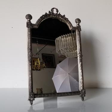 Vintage French Silver Plated Vanity Mirror 