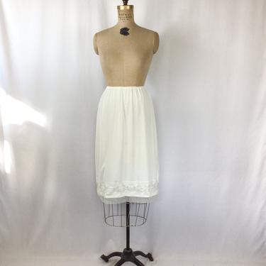 Vintage 60s slip | Vintage ivory embroidered half slip | 1960s Van Raalte nylon skirt slip 
