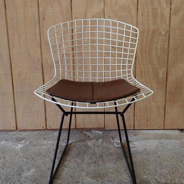Vintage Harry Bertoia for Knoll Side Chair w Leather Seat Pad by ModandOzzie