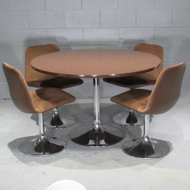 Chrome Tulip Table and 4 Dining Chairs by Borje Johanson