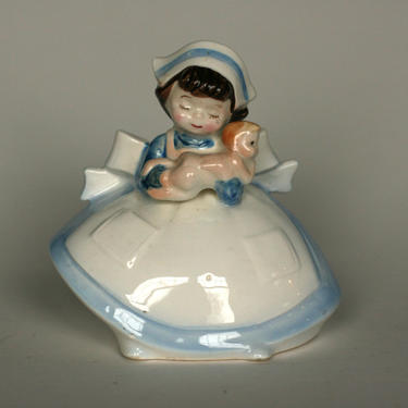 vintage lefton nurse with newborn figurine 