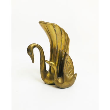 Vintage Brass Swan Vase 