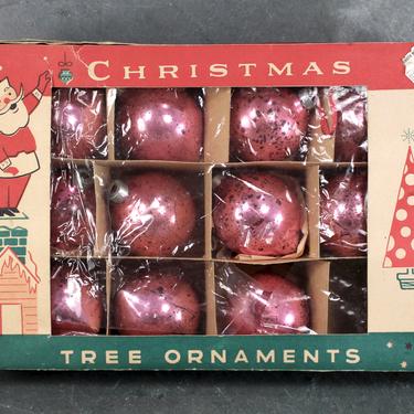 Set of 11 Vintage Pink Glass Christmas Ornaments for Your Christmas Tree - Beautifully Distressed Vintage Patina | FREE SHIPPING 