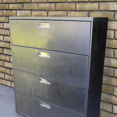 Industrial Bare Metal Refinished 4 drawer Filing Cabinet / Dresser / tool storage / Office Storage / Cabinet Rustic / industrial 