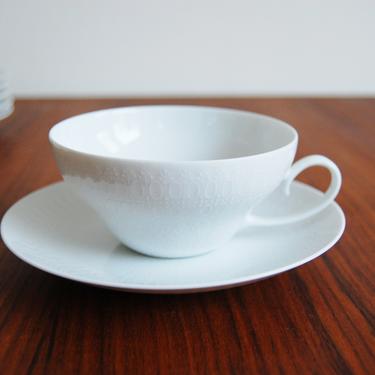 Rosenthal Studio Line Romance Porcelain Teacup and Saucer Large All White Bjorn Wiinblad Made in Germany 
