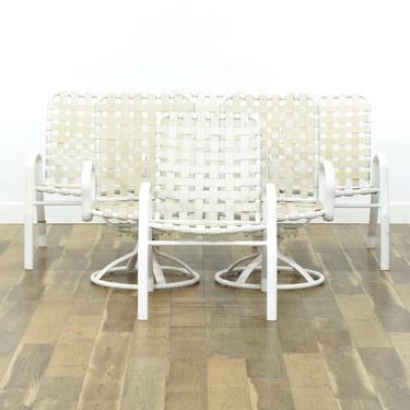Set Of 6 Mid Century White Patio Chairs