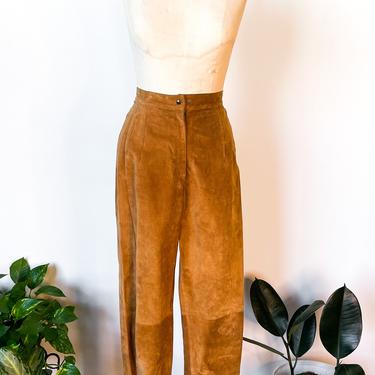 1980s Cognac Suede Trousers, 26" waist