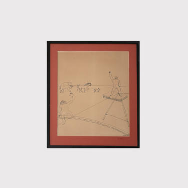 Alexander Calder Signed Limited Edition Circus Drawings Lithograph in black matted frame_002 