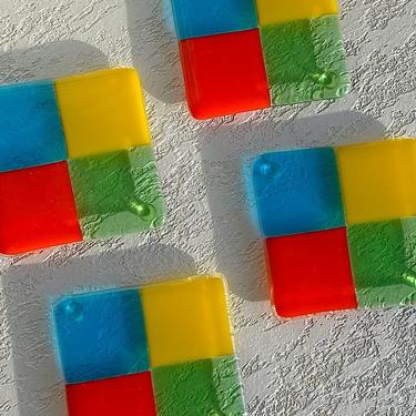 Colorblock Square Glass Coasters