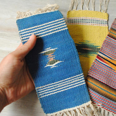 Vintage Miniature Weavings, Tiny Weaving, Sampler Weaving, Miniature Handwoven Rug, Miniature Handwoven Textile 