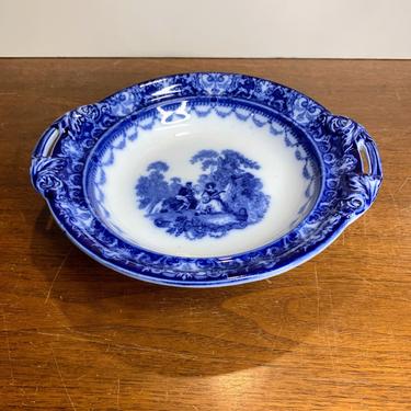 Antique Royal Doulton Watteau Flow Blue Muffin Dish Tureen Vegetable Bowl 