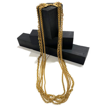 Vintage Extra Long Multi Strand Mixed Gold Chain Necklace 