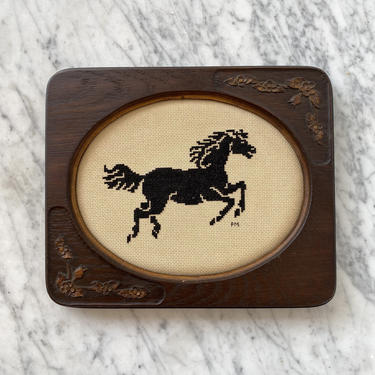 Vintage Equestrian / Horse Needlepoint Picture 