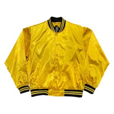 LARGE Yellow/Black Satin Varsity Jacket 090821 LM