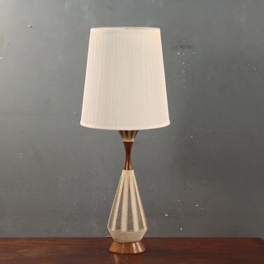 Tall Mid Century Textured Triangles Table Lamp