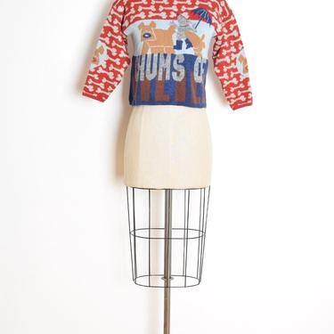 vintage Y2K 2000 sweater OILILY dogs wool jumper top shirt clothing S cropped sweater clothing 