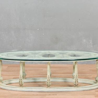 Provincial Carved Patina Glass-Top Coffee Table – ONLINE ONLY