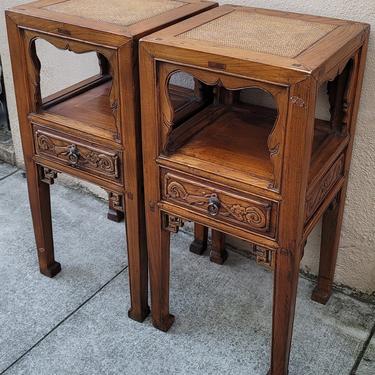 COMING SOON - 19th Century Chinese Antique Carved Plant Stand Tables in Elm from Shanxi Province - a Pair