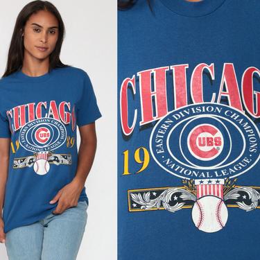 Chicago CUBS TShirt 1989 Baseball Tee Shirt Champions Baseball Shirt MLB Graphic Sports Retro Tshirt Vintage Blue Shirt Cotton Poly Small xs 