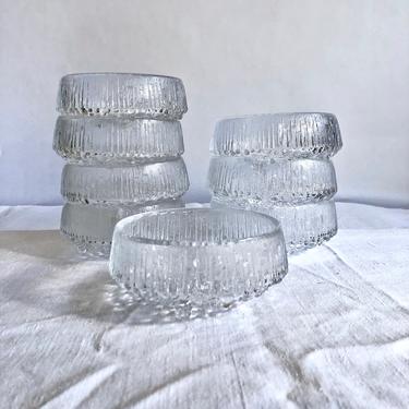 Vintage Iittala, Ultima Thule, Clear Glass, Footed Bowls - Finland, Scandinavian and Mid Century Modern, Tapio Wirkkala, Sold in Pairs 