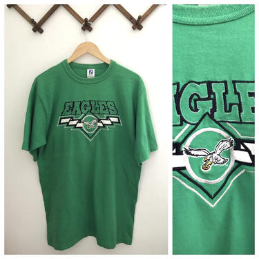 Vintage 90s Green Stitched Philadelphia Eagles Tee L 