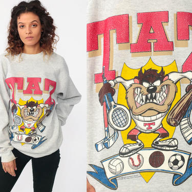 Taz Shirt 90s Sweatshirt Looney Tunes Sweater Warners Bros Sports Shirt 1993 Tazmanian Devil Cartoon Graphic Vintage Retro Medium Large 
