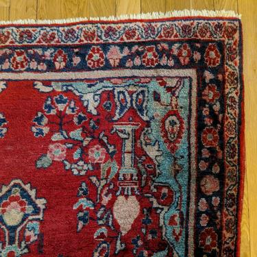 Vintage Red Rug 3' 4 x 5' 2 Hand Knotted by JessiesOrientalRugs