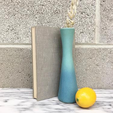 Vintage Bud Vase Retro 1960s Van Briggle + Mid Century Modern + Handmade + Ceramic + Pottery + Small Size + Ombre + Blue + Table Decor 