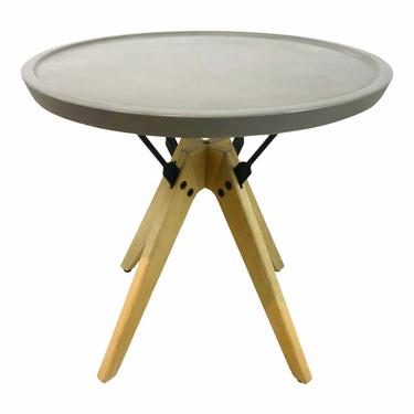 Organic Modern Gray Concrete and Acacia Wood End Table