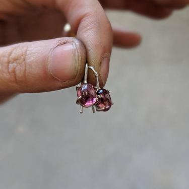 Pink Tourmaline Drop Earrings/Silver Earrings/Open Bezel Pendant Protection 