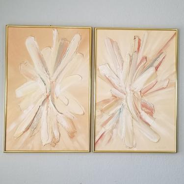 Mid 20th Century Abstract Impasto Paintings by B. Thalluer, Framed - a Pair. 