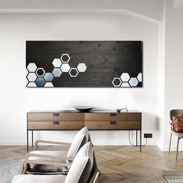 Wood Wall Art, Black and White Art, Metal Wall Art, Geometric Wall Art, Mid Century Modern Art, Home Decor Bedroom Painting Sculpture 