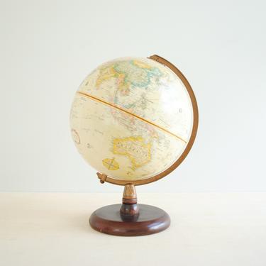 Vintage World Globe, Replogle 9&quot; Diameter World Classic Series Globe on Wood Stand, 1990s Globe 