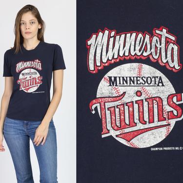 80s Minnesota Twins MLB T Shirt - Small | Vintage Navy Blue Baseball Graphic Tee 